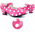 Zapato Sevillana de tacón Fucsia con lunares Blancos números del 22 al 41
