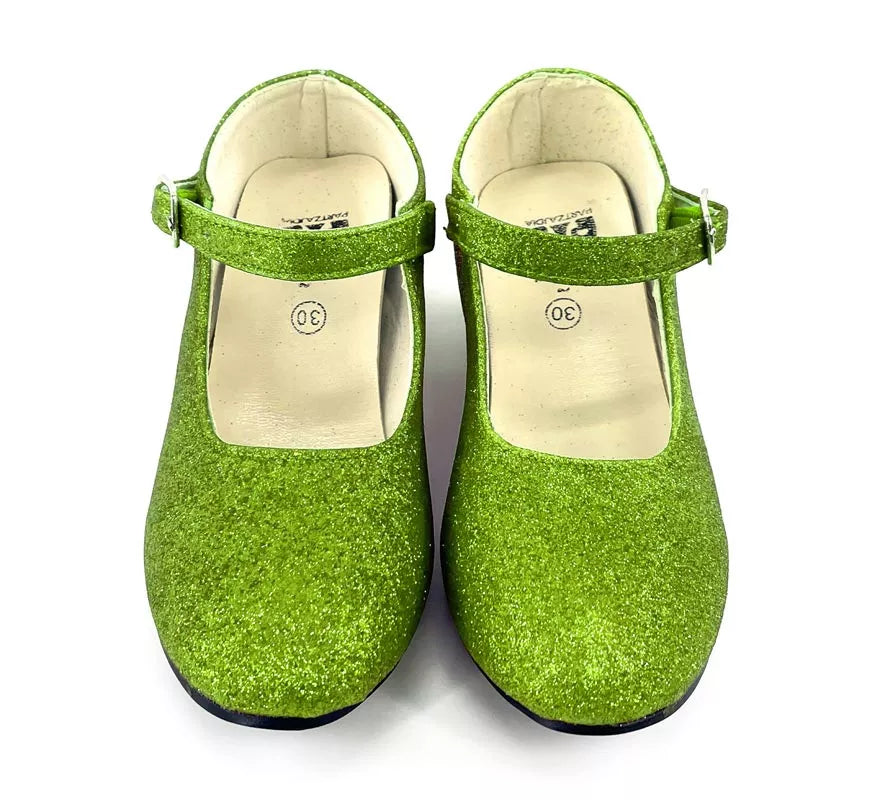 Translation missing: pt-PT.Zapato Sevillana con tacón Verde Purpurina en números del 22 al 41