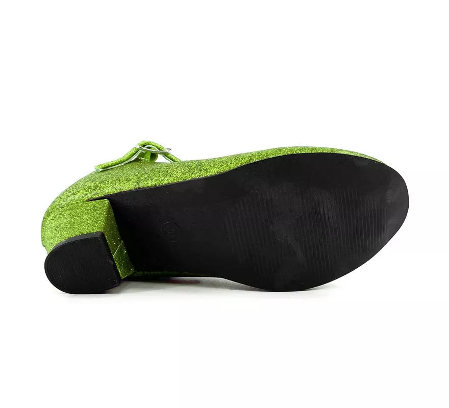 Translation missing: pt-PT.Zapato Sevillana con tacón Verde Purpurina en números del 22 al 41