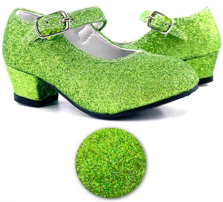 Translation missing: pt-PT.Zapato Sevillana con tacón Verde Purpurina en números del 22 al 41