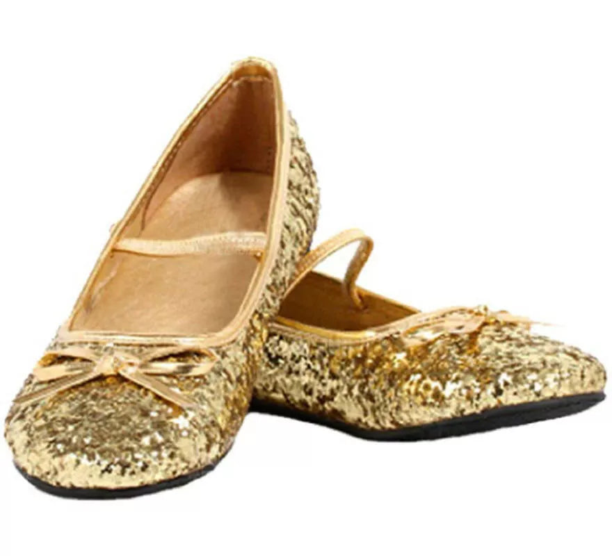 Translation missing: pt-PT.Zapatos Bailarinas Doradas Purpurina en números del 22 al 41