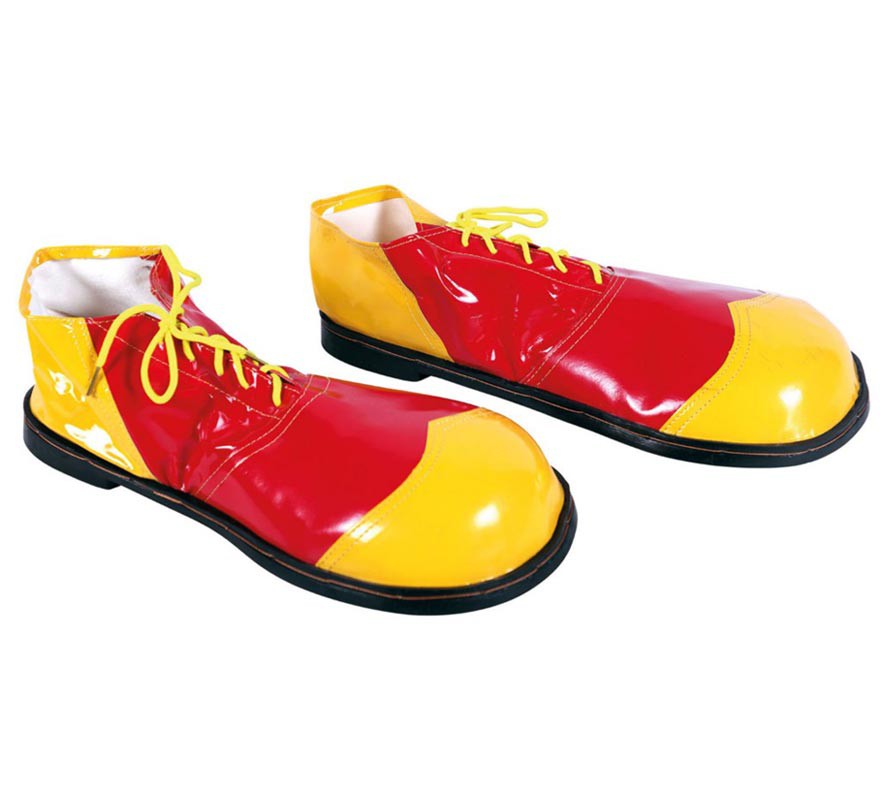 Translation missing: pt-PT.Zapatos de Payaso de Vinilo Amarillo y Rojo 35 cm