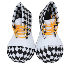 Sapato palhaço Harlequin xadrez preto e branco 36 cm